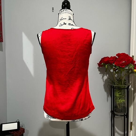 NEW Michael Kors Classic Flutter Draped Ruffle Crinkle Sleeveless Top Red 2 NWOT - Picture 5 of 16
